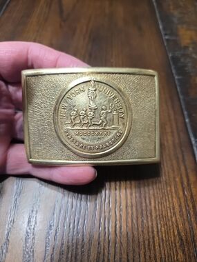 Vintage Rare NYU Brass Belt Buckle